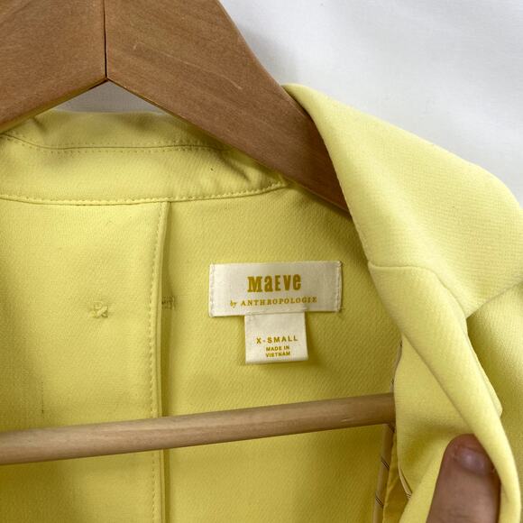 Anthropologie Maeve Butter Yellow Button Back Blazer - Picture 5 of 8